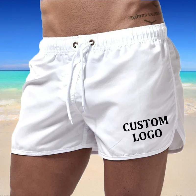 New Custom Your Logo Summer Swimwear Men Swimsuit Boy Swim Suits Boxer Beach Shorts Trunks Swimming Surf Banadores Mayo Sungas 4