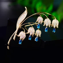  High-grade Zircon Inlaid Flower Corsage Wholesale Woman Suit Coat Accessories Cardigan Pin CZ Orchid Brooch Pins Decoration 