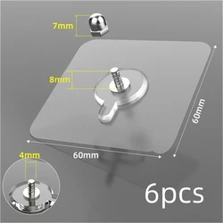 6-Piece Transparent Waterproof Adhesive Wall Hooks (Screw hook)
