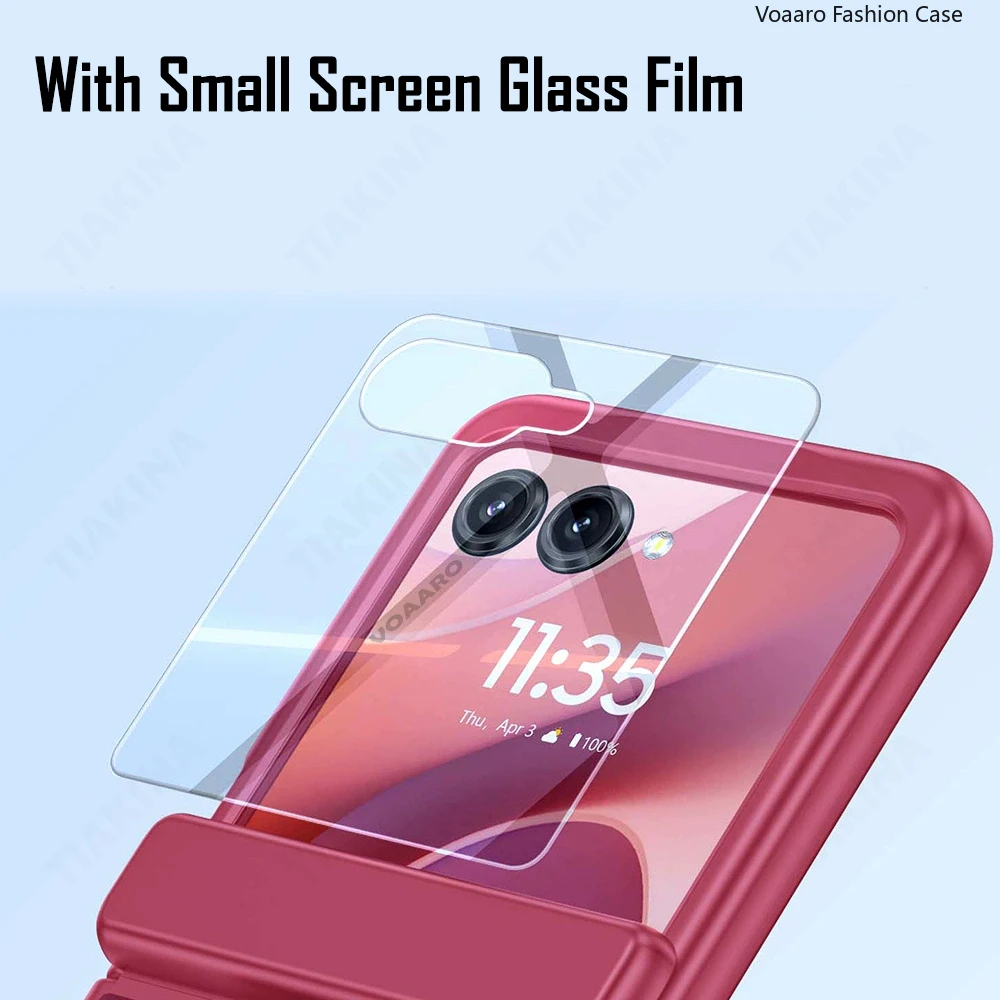 Magnetic Matte Clear Case with Small Glass Film and Hinge Protection