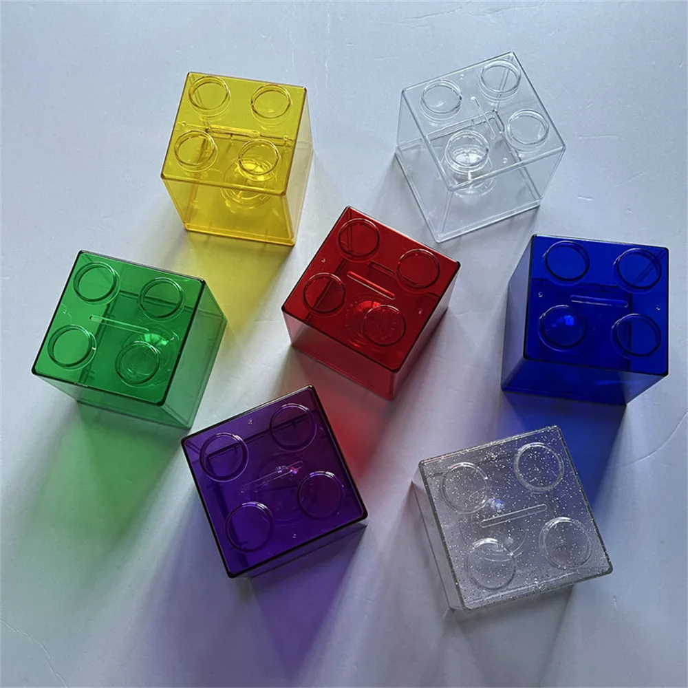 Piggy Bank Money Box Transparent Plastic Blocks Moneybox Piggy Bank For Kids Coin Storage Case Money Box For Children Saving Box