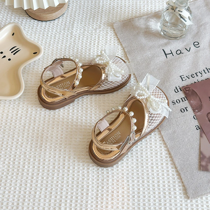 Girls Metallic Sandals Summer Beach Shoes