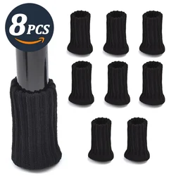 Knitted Furniture Leg Floor Protectors - Anti-Slip Chair and Table Socks (16 Pack) (8PCS Black)