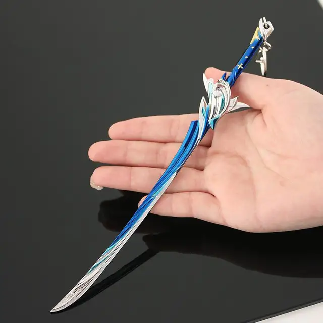 22cm Genshin Impact Game Peripherals Haran Geppaku Futsu Kamisato Ayato Exclusive Weapon Alloy Knife Sword Keychain Model Toys 2