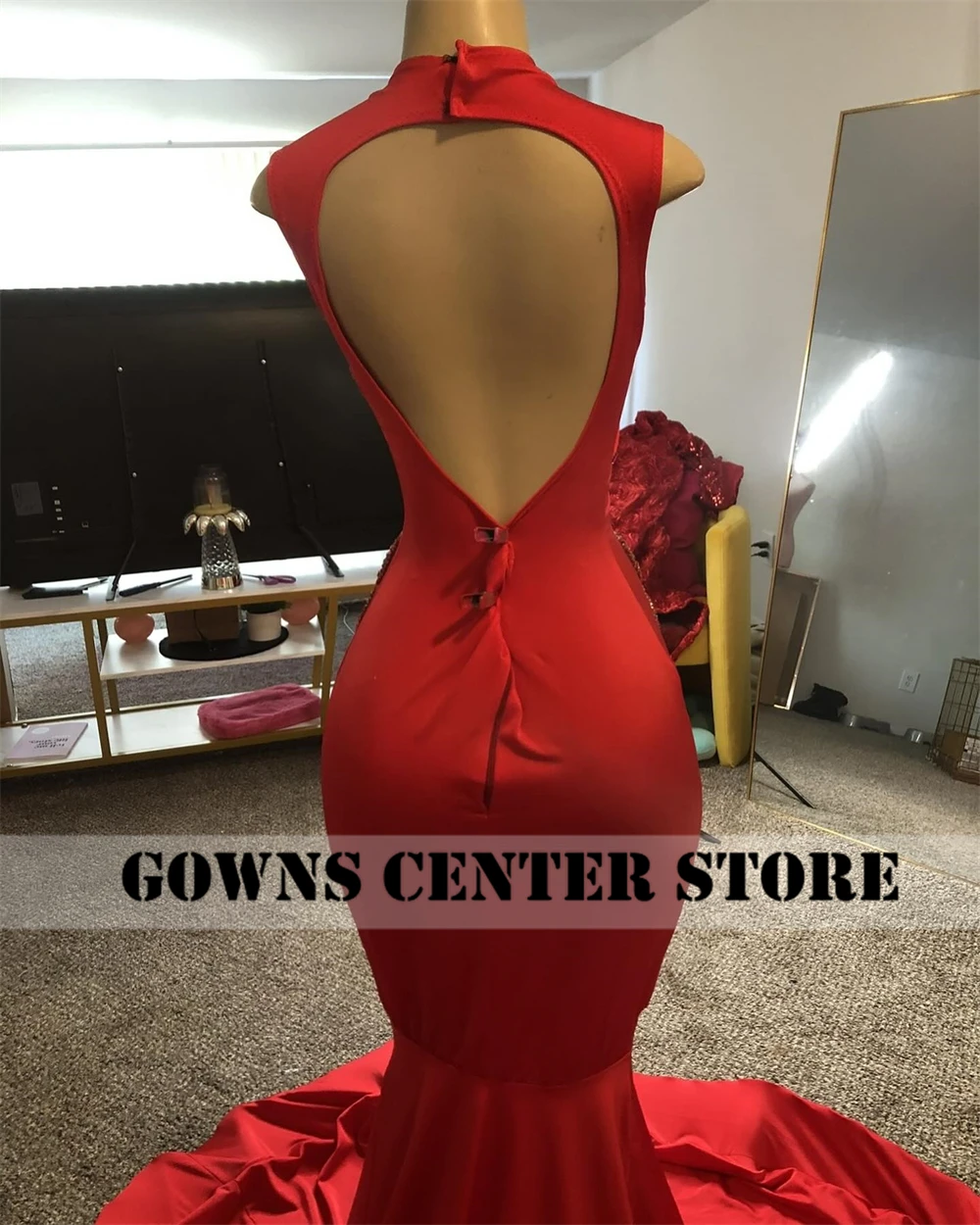 open lace back dress Serafina Red Extreme-Plunge Maxi Dress With Ruched Detailing And Ope – Club  L London main image 0