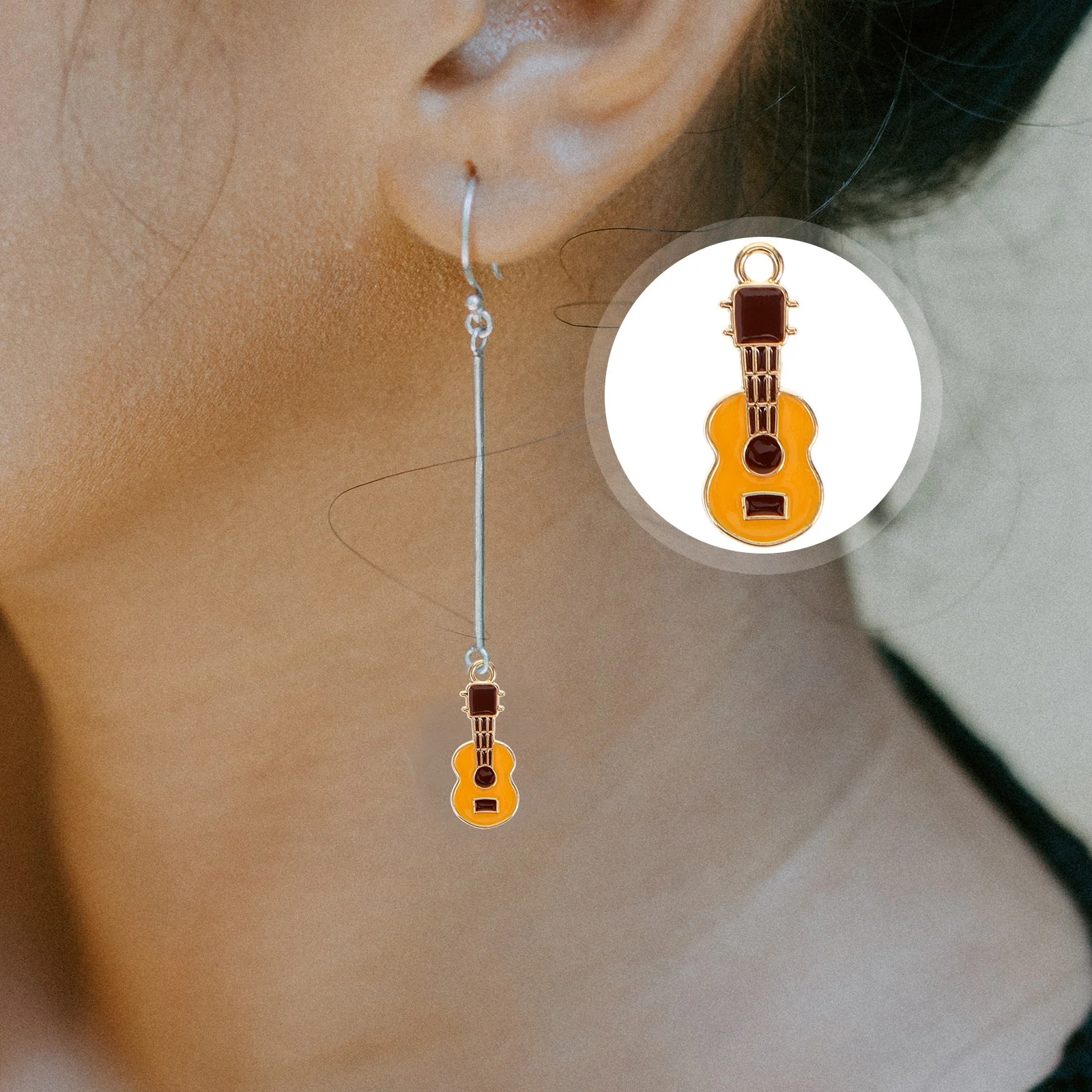 

10 Pcs Guitar Pendant Jewelry Metal Charms Decorative Instrument Hanging Pendants DIY Earrings Accessories Keychain Bulk