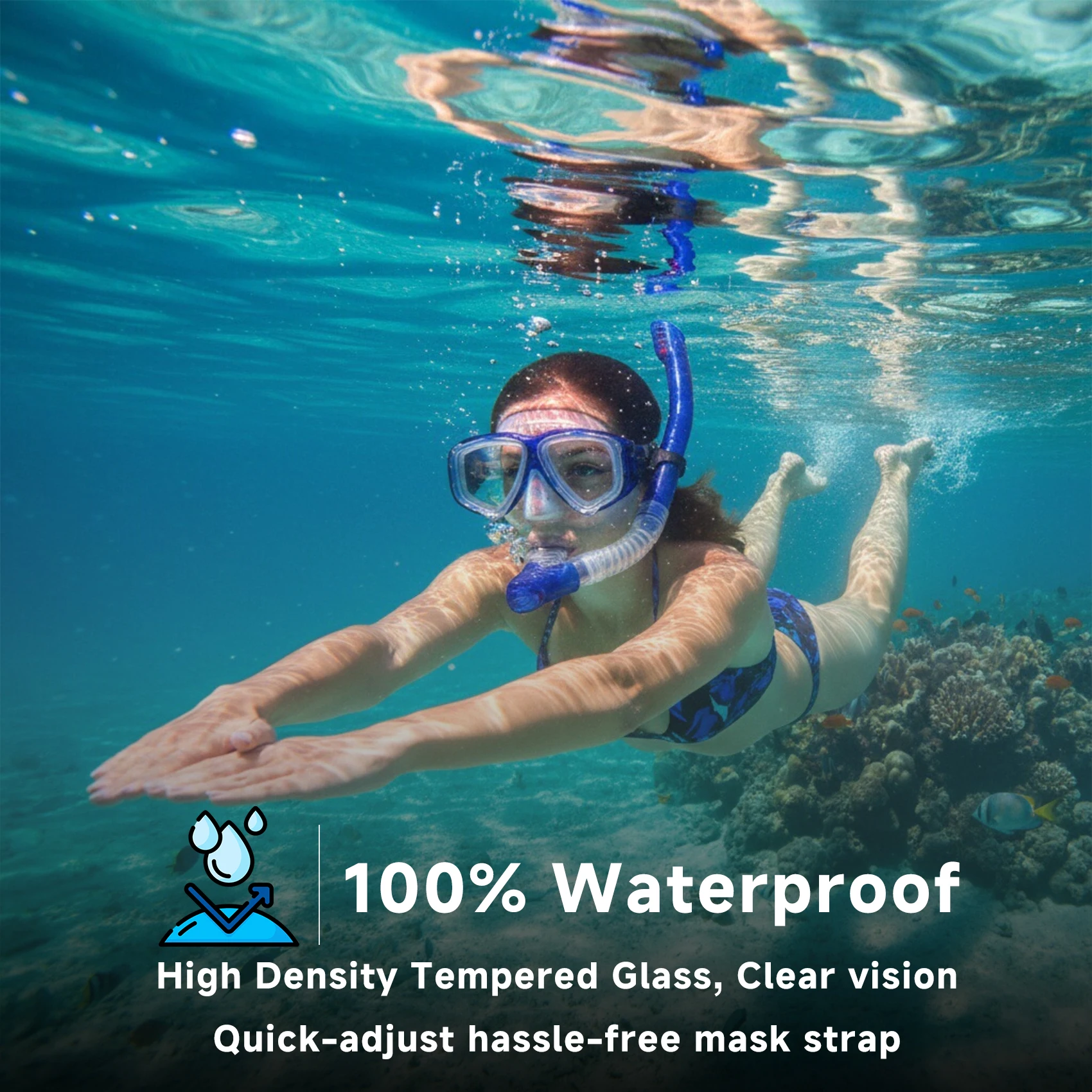 Customizable Myopia Snorkel Set with Dry Top Scuba Mask