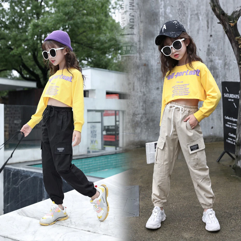 Pants Girls Letter Pattern Cargo Pants Spring Autumn Sport Kids Casual Style Children's Clothes 6 8 10 12 14 Girls Pants Kids Pants Girls Trousers