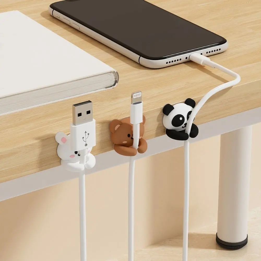น่ารัก Self-Adhesive CABLE CLIP ออกแบบสัตว์น่ารัก Desktop CABLE Organizer สายไฟ Winder คลิปสายจัดอุปกรณ์เสริมโต๊ะ 1