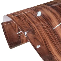 High Gloss Wood Grain Textured Vinyl Wrap with Air - Release Adhesive for DIY Home and Office Furniture Decor (Wood Grain)