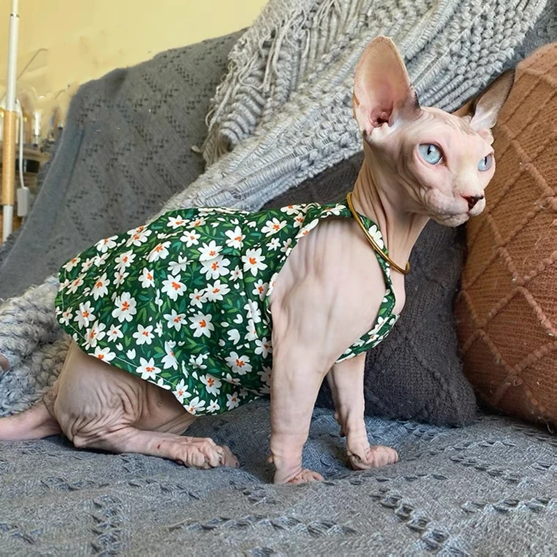 Summer Sphinx Cat Dresses Fancy Vest Clothes For Sphynx Cats