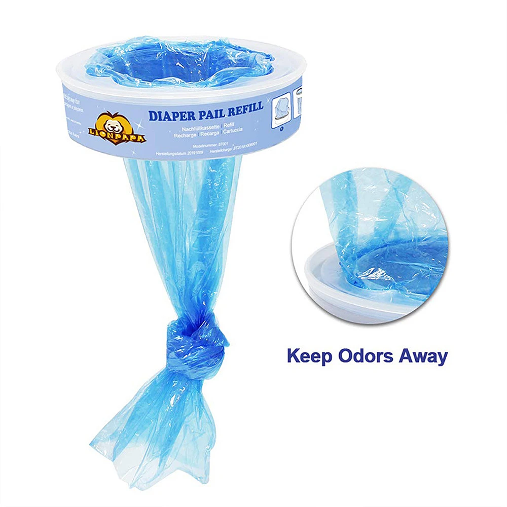 Set di 8 sacchetti di ricarica per secchio per pannolini, compatibili con Angelcare, Tommee Tippee, Genie, Munchkin, capacità massima di 280 pannolini, per cestino per pannolini per bambini, prevenire