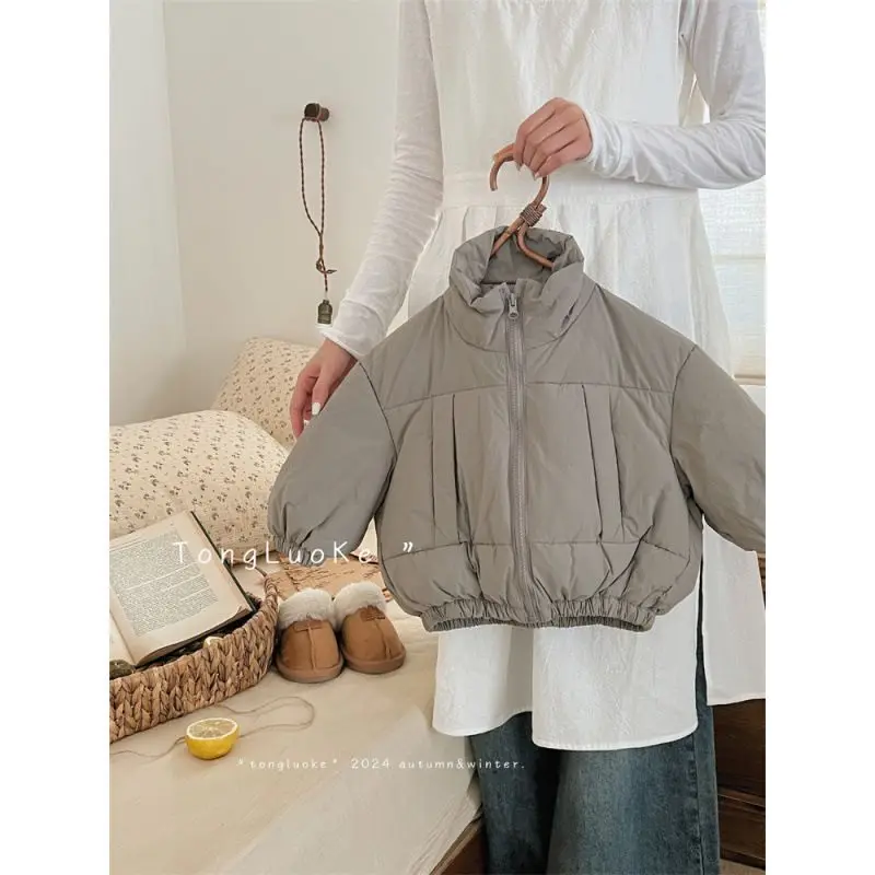Autumn and Winter Solid Top Boys and Girls Light Cotton-padded Jacket Children's Cotton Jacket Autumn Warm Coat Fashion Baby