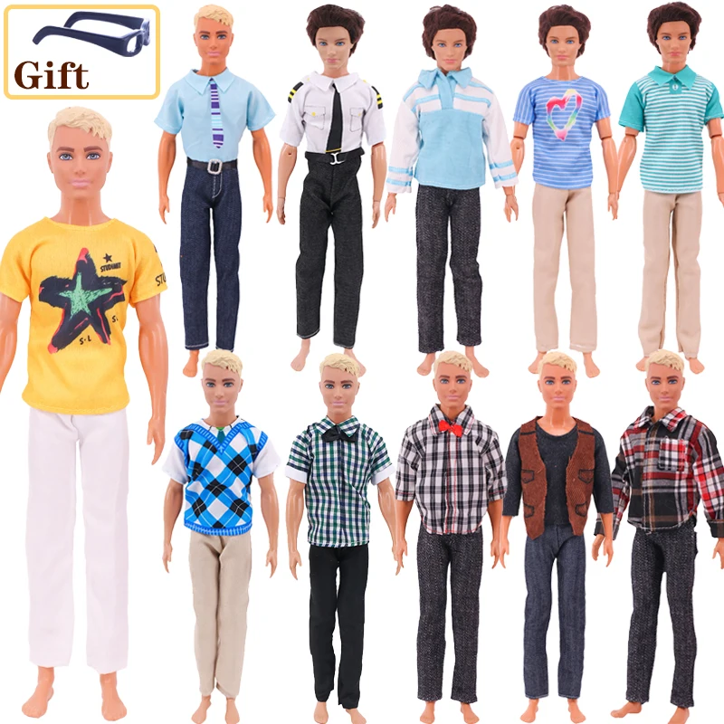 Ken Doll Clothes Handmade T-shirt + Trousers,Jacket+Shorts Suitable For 30cm Doll Fashion Outfit Casual Clothing Free Glasses free sample oculuses rift virtual reality 4k headset plays tation 3d vr glasses for mobile games and video