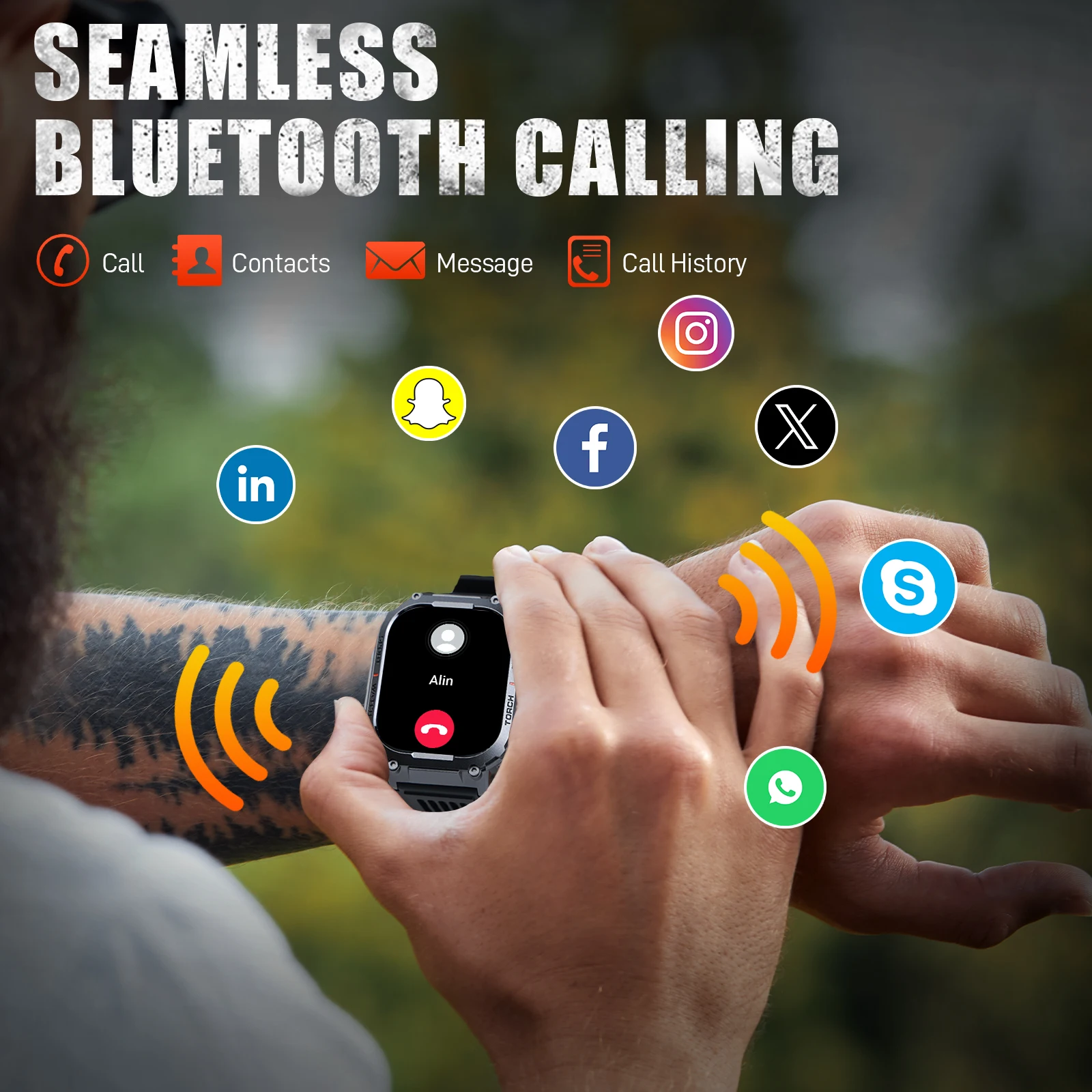 LaNikar New Smart Watch Men 3ATM Waterproof 2.02"S320B With Compass And LED Flashlight Sports And Fitness Tracking Heart Rate - Image 4