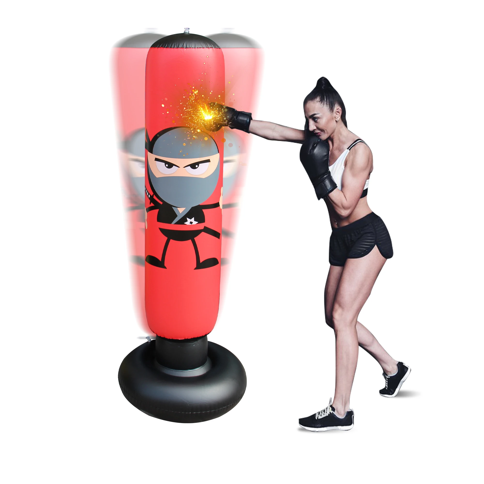Sacco Da Boxe Gonfiabile Per Bambini – Design Ninja, 163 Cm, Con Base Stabile – Dai 3 Ai 12 Anni