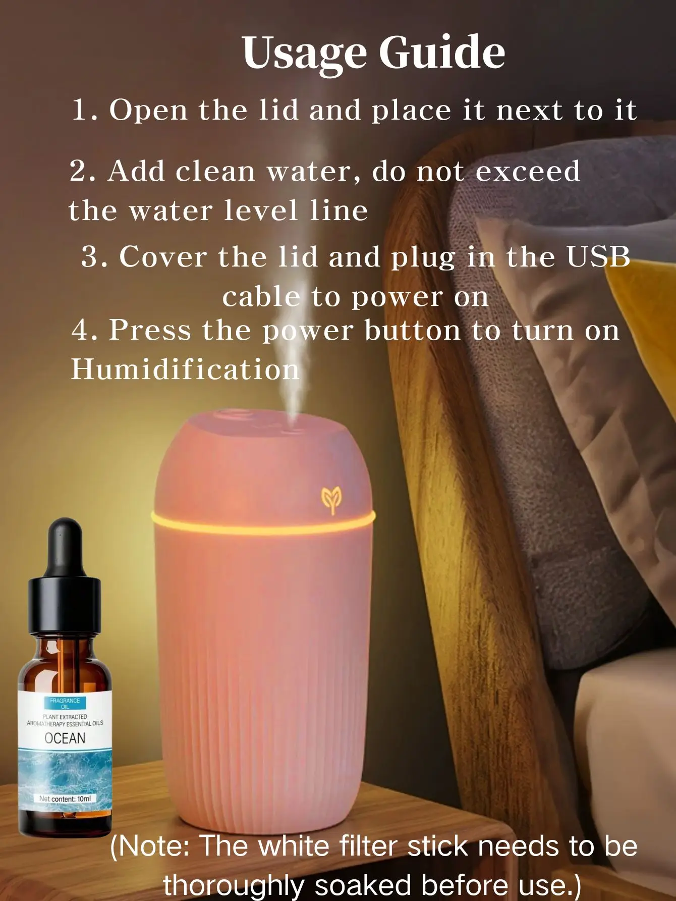 420ml Portable USB Ultrasonic Air Mini Humidifier Essential Oil Diffuser Car Purifier Aroma Anion Mist Maker 6