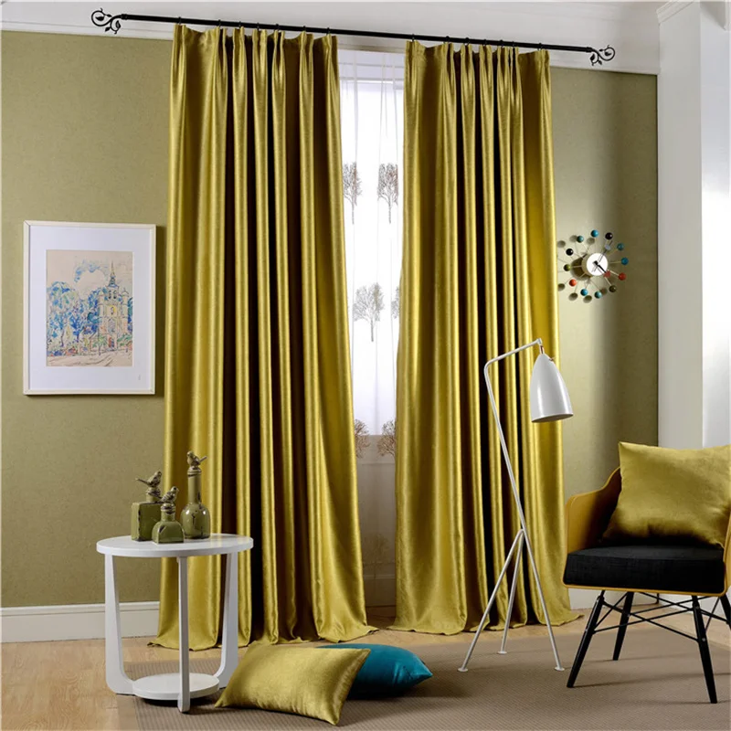 Занавески для гостиной спальни желтого и зеленого цветов с блокировсветильник |
