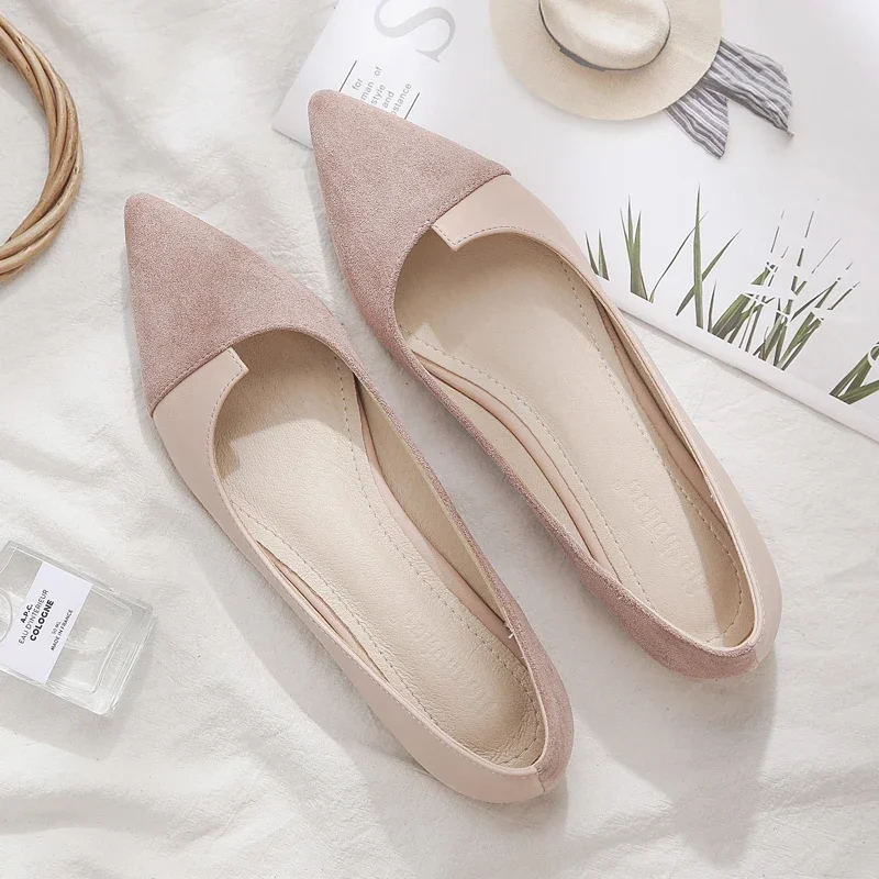 Simple fashion womens OL spring new net red flat shoes peas shoes scoop pointed single women's