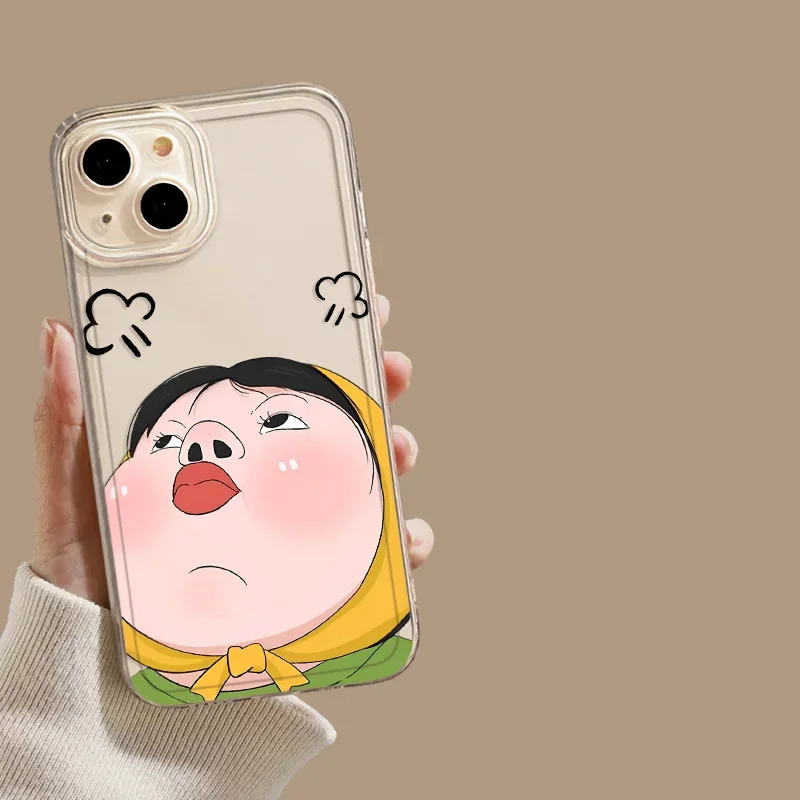 Adorable Transparent Cartoon Phone Case - Cute Girl Design