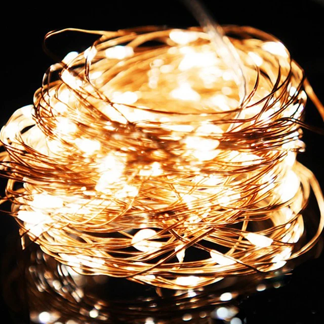 thumbnail image 1 of Guirnalda de luces LED de alambre de cobre de 30 m con batería USB, resistente al agua, luces de hadas para decoración de fiestas, bodas y Navidad, 1 of 5