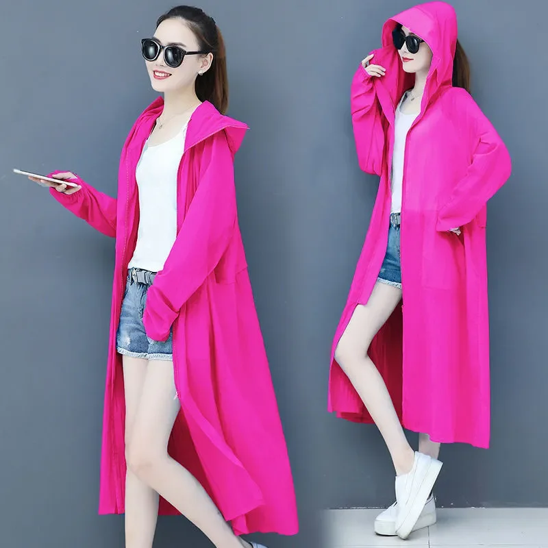 

Women's Long Sun Protection Clothing 2023 New Summer Fashion Thin Anti Ultraviolet Outerwear Hooded Jacket Kimono Ladies Top 708