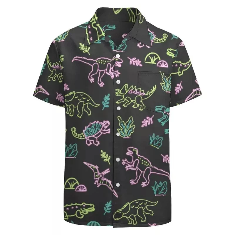 thumbnail image 1 of Nuevas camisas hawaianas de estilo de dibujos animados, camisa de manga corta con estampado 3D de dinosaurio de anime de gran tamaño para hombres, ropa Y2k, blusas Harajuku, 1 of 4