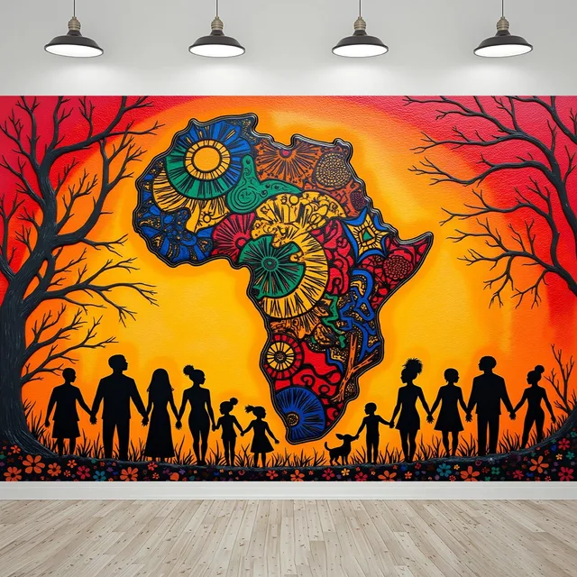 Tapisserie de l'unité du patrimoine africain: tissu de fond de décoration murale de célébration culturelle, décoration de maison de chambre à coucher 1