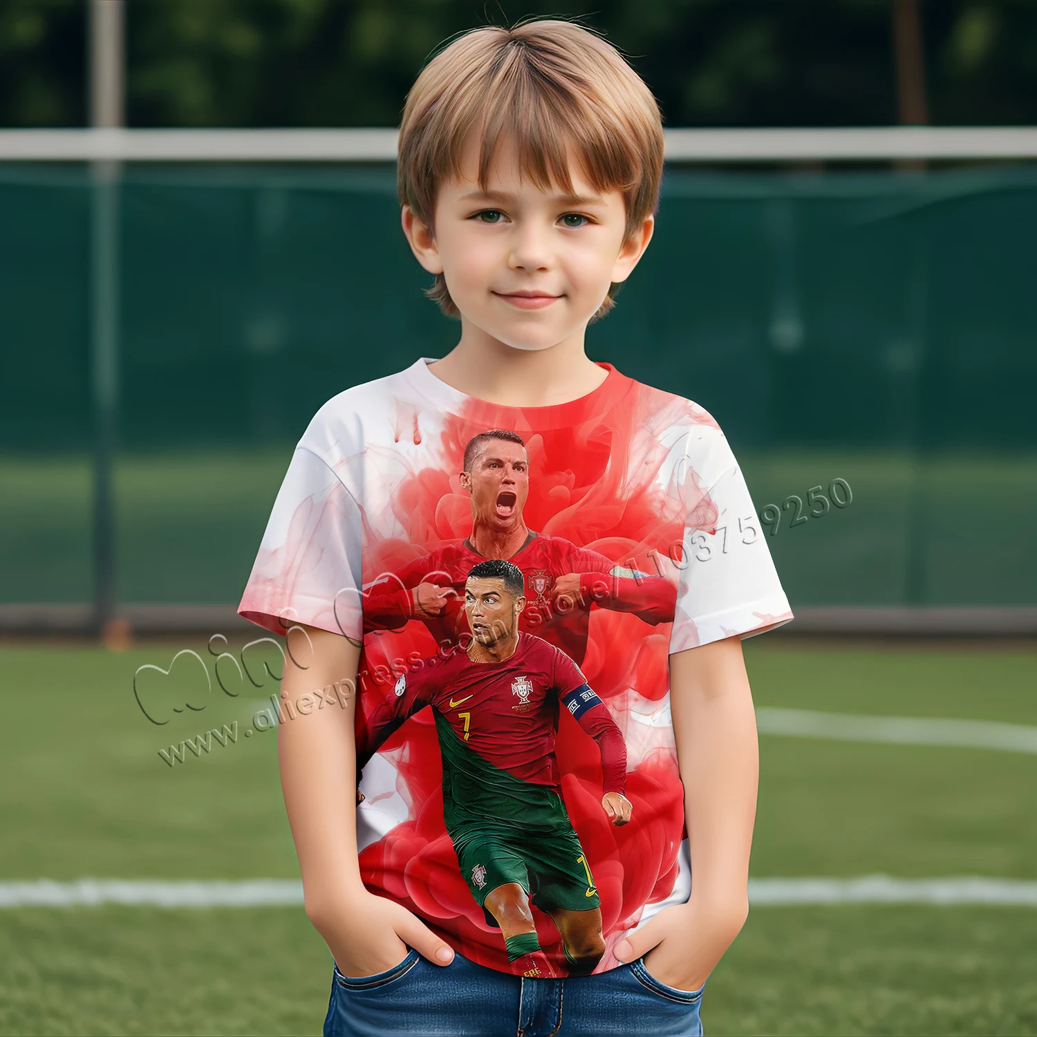 Fashion Cristiano Ronaldo Football Star 3D Printing Summer T-shirt for a Boy Toy Story Alien Miniso Store Stich Top Shirts Scope 4