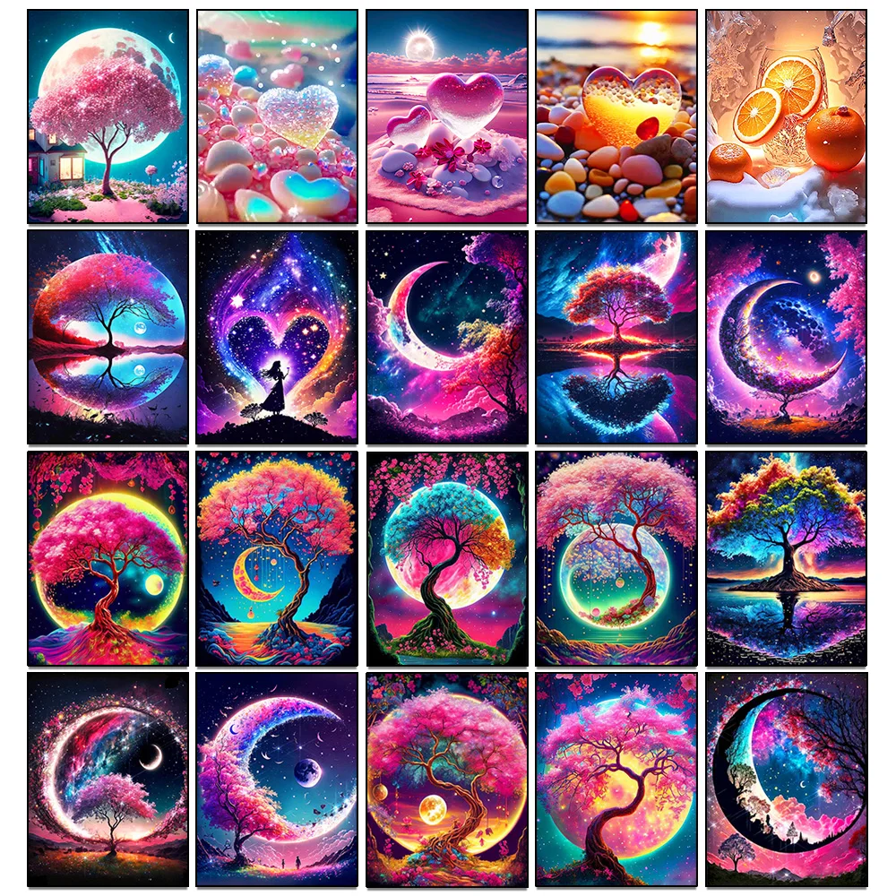 Diamond Painting 5D Diy Fantasy Moon Tree Landscape Full Drill Rhinestones Mosaic Embroidery Handmade Home Decor Gift