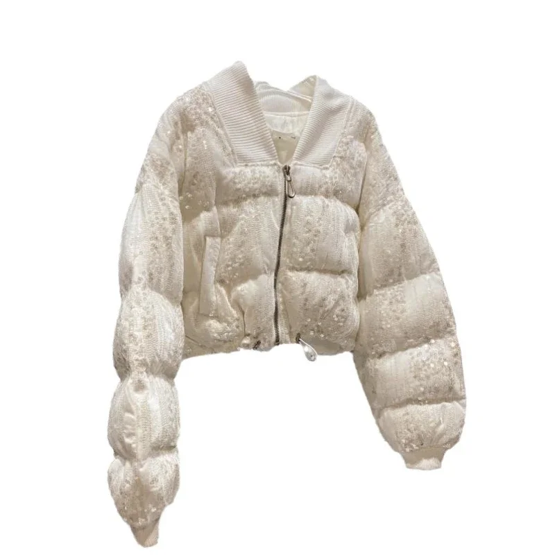 여아용 코튼 패딩 코트, 2024 향기 벨벳 원단 그라디언트 스팽글 짧은 재킷, 디자인 스타일, 3-15 어린이 외투, 겨울