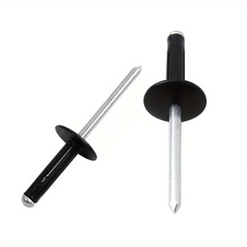Rivets And Fasteners Rivets And Screws 50pcs Black Painted Aluminium Trifold Blind Rivets Large Flange Rivets Aluminium Bulb Blind Rivet Car Inner Decor Dia 3/16