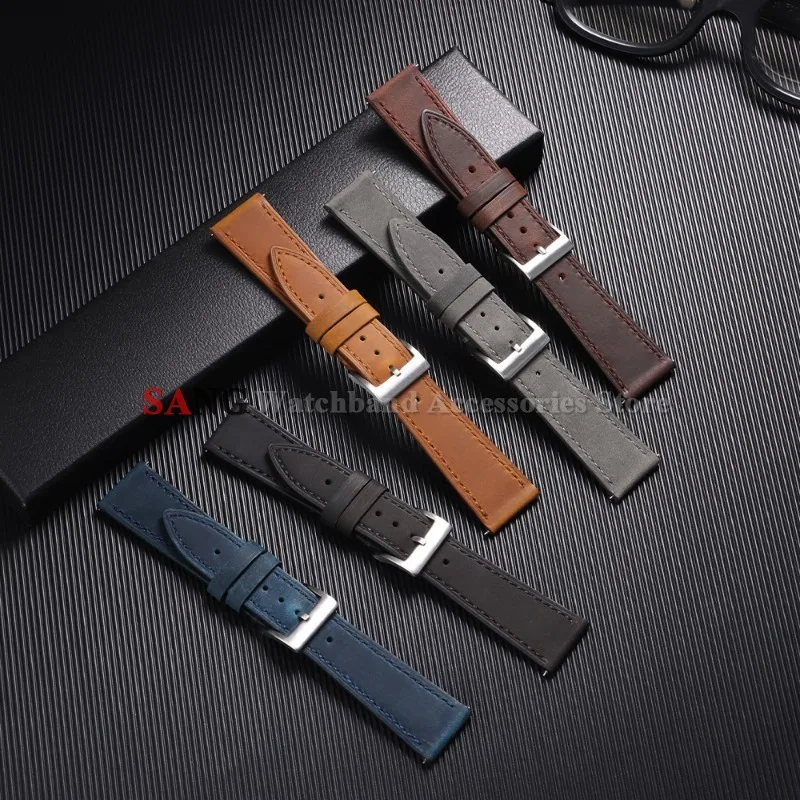 Vintage Retro Calfskin Leather Quick Release Watch Band Bracelet