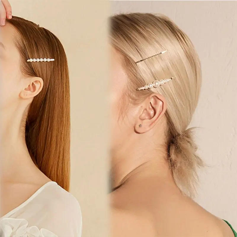

Women Bridal Vintage Faux Pearl Wrapped Hairpins Girls Glitter Gold/Silver Me
