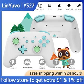 LinYuvo YS27 무선 게임 패드, 닌텐도 스위치, 스팀, 안드로이드용, 게임 스위치 컨트롤러, 블루투스 폰 게임 조이패드 조이스틱