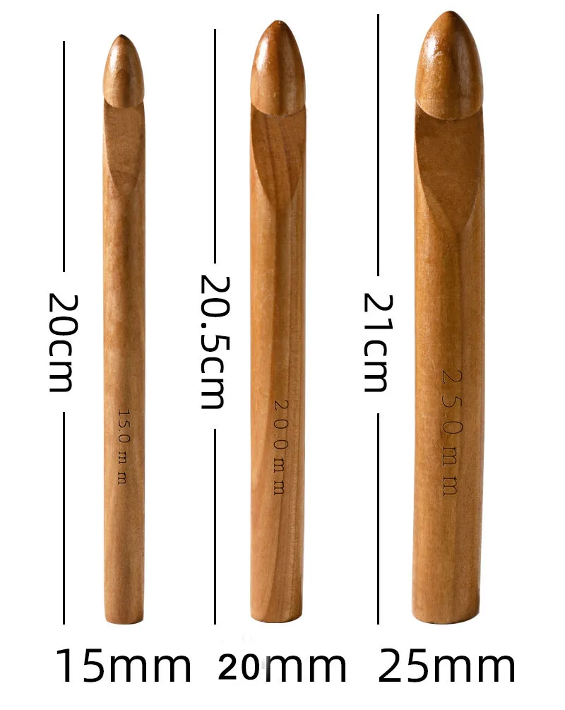 TLKKUE 15/20/25/30 mm Wooden Crochet Hooks Yarn Sewing Knitting Needles  Embroidery DIY Craft Knitting Tools Hooks Knit Weave