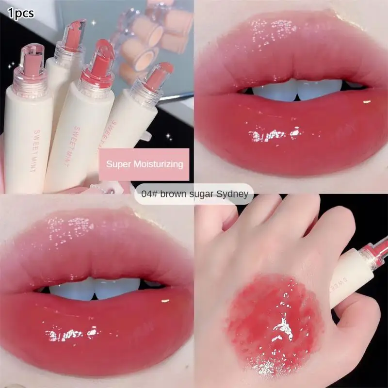 Crystal Frozen Glossy Lip Glaze Waterproof Long Lasting Lip Gloss Glossy Mirror Tea Red Liquid Lipstick Doodle Lip Trucco Coreano