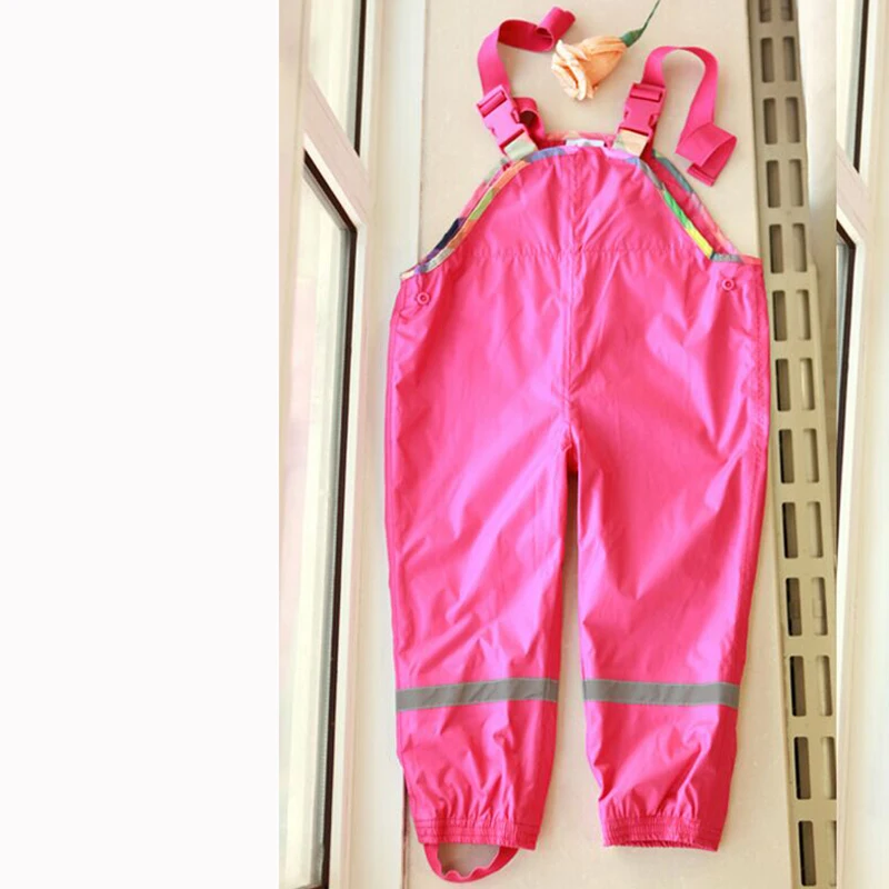 Children Waterproof Rain Pants Autumn Spring Girl Fleece Lining Trousers Outdoor Windproof Pants Loose Fit Children Overalls 7