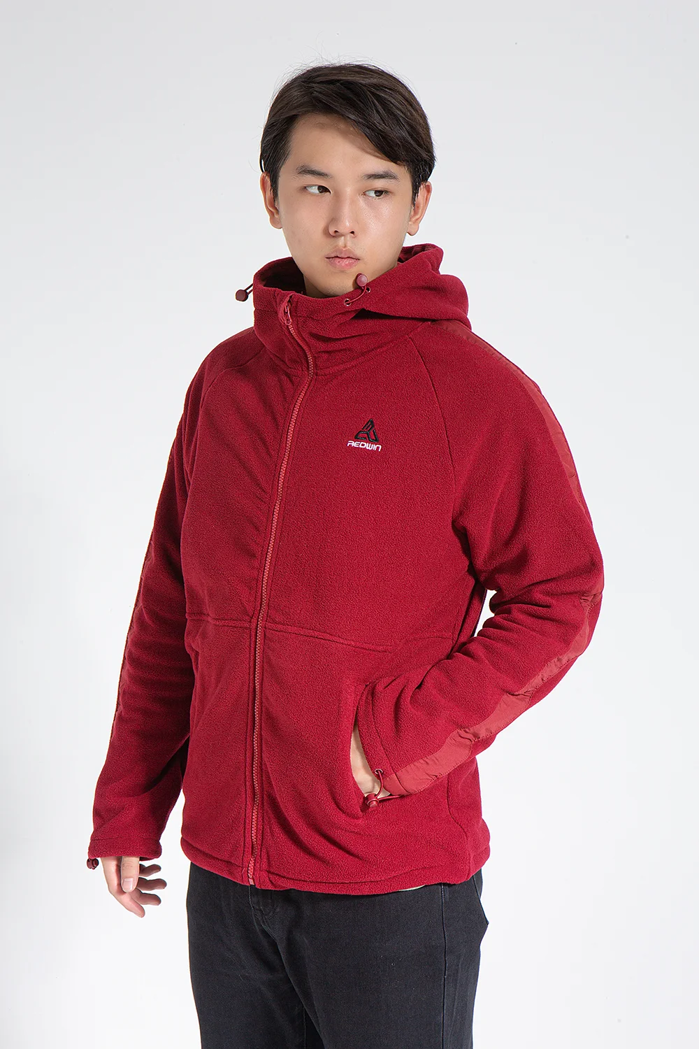 Red Win Fleece Jacket Autumn Winter 22 Men's Hooded Ultra-Light Fleece Jacket Outdoor Sports Climbing Trekking Camping
