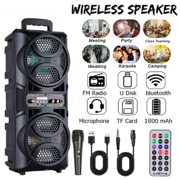 3000W Portable Bluetooth Speaker Subwoofer Heavy Bass Sound System Party DJ karaoke Remote &MIC 1