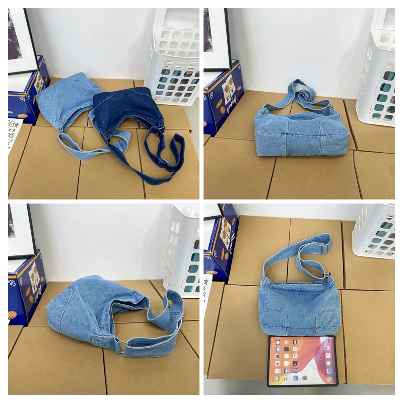 Denim Shoulder Bags For Women 2022 Student Messenger Bag Y2K Jeans