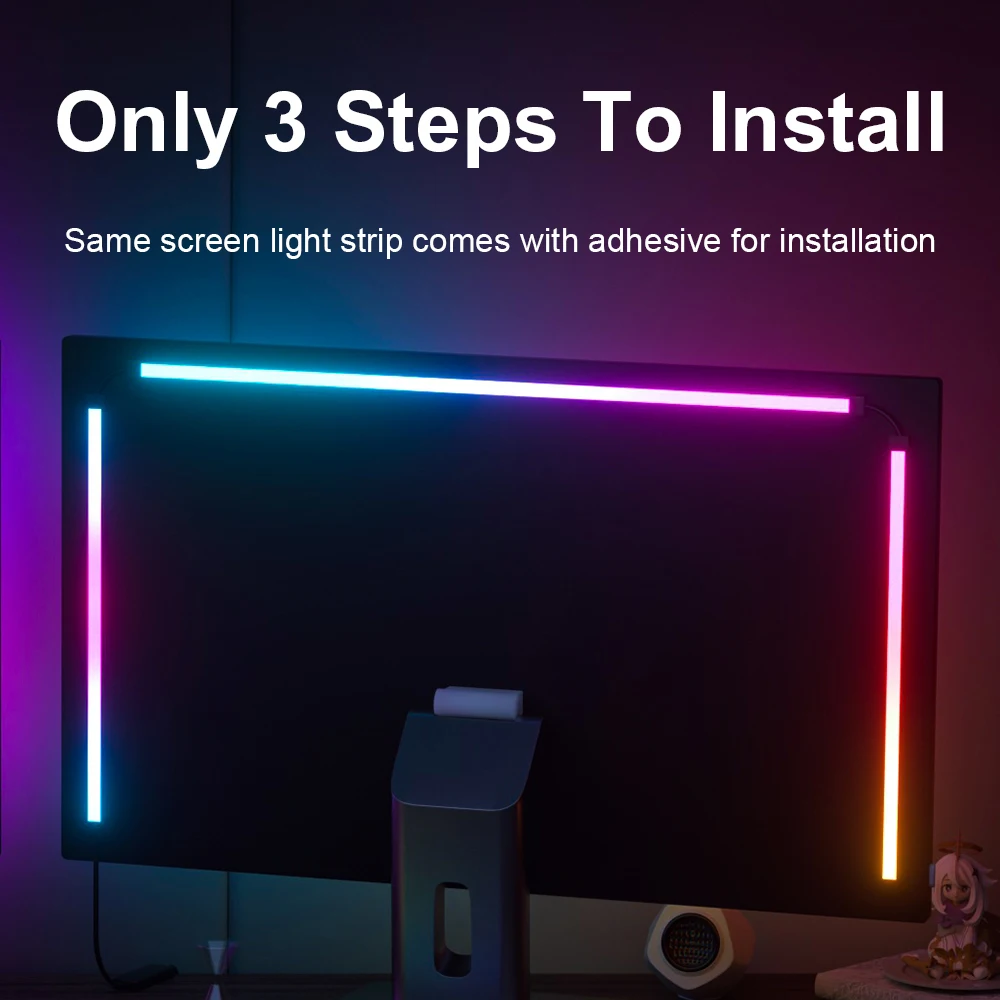 Smart Ambient TV Lighting Display Sync LED Strip RGB Dream Color Atmosphere Light Ramadan Decor Lamp Color DIY Party Game PC 6