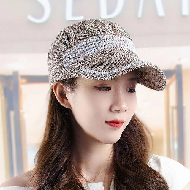 2023 New Double Letter M Women's Bling Bling Baseball Hats Ladies Fashion  Caps with Rhinestone Snapback Hip Hop Hats White Green - AliExpress