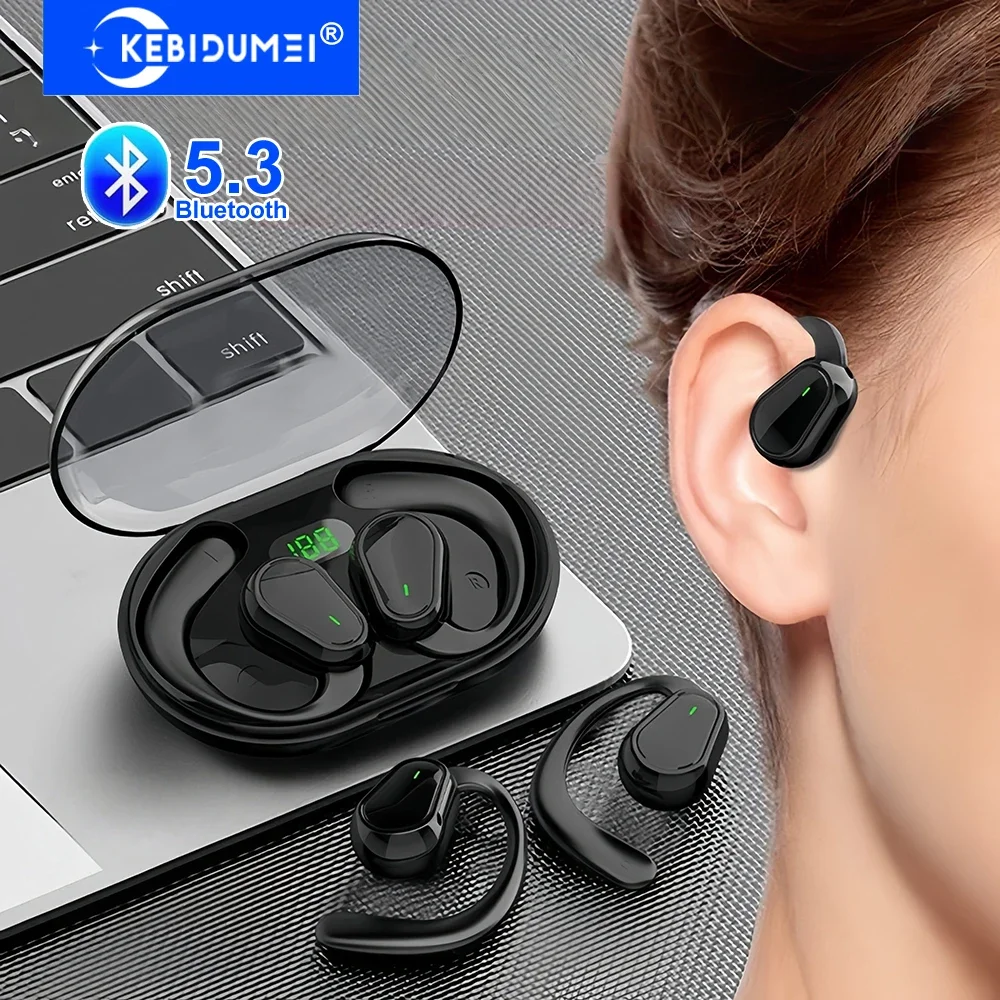 Bluetooth 5.3 Kulaklık Kulak Kancası Kulaklık Kablosuz Kulaklık HiFi Stereo Su Geçirmez Kulaklık Gürültü Azaltma Kulakiçi Telefon için
