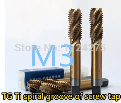 

Бесплатная доставка, 10 шт., TG M3 * 0,5, высокоскоростные стальные краны с желтым покрытием, спиральный паз