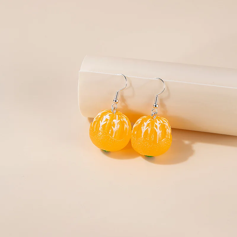 Halloween Pumpkin Pendant Earrings Simulation Fruit Children Earrings Cartoon Mangosteen Banana Lemon Potato Earrings for Women