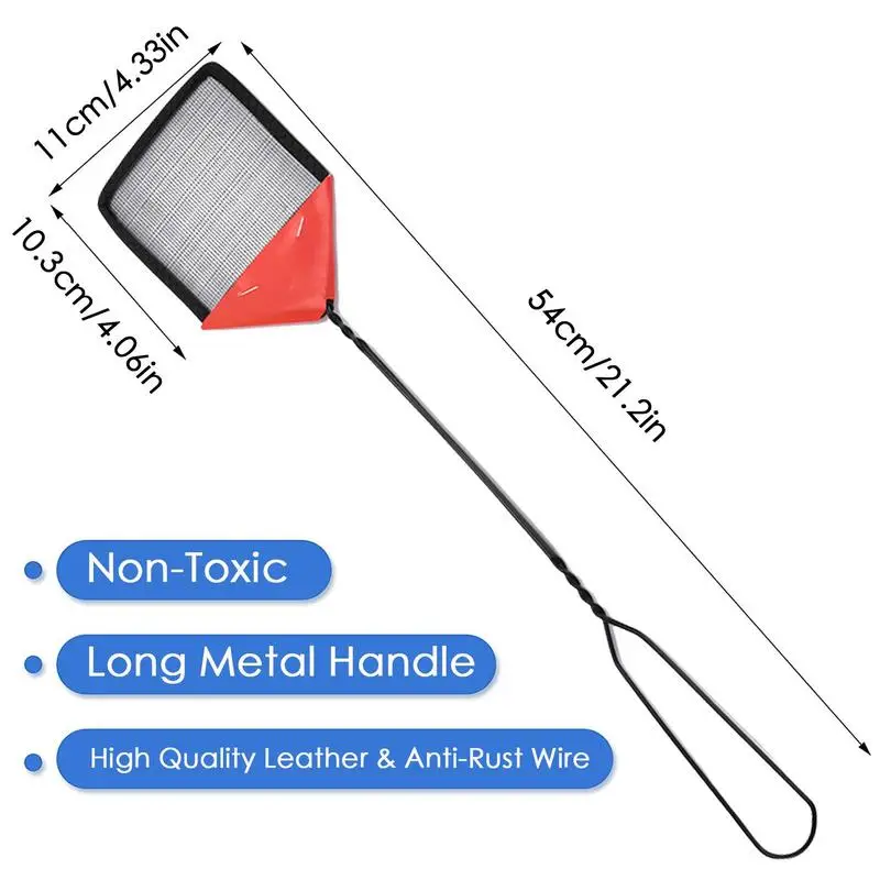 Flyswatter With Metal Handle Mesh Fly Swatter Heavy Duty Flyswatter Swatter Set Summer Accessories Mosquito Tool Flies Trap fly swatter