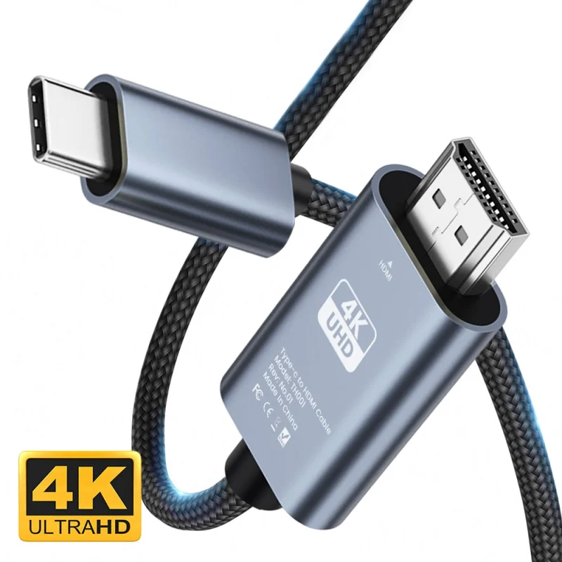Adattatore Video Da Tipo C A Hdmi 4K @ 60Hz Cavo Intrecciato Da Tipo C A Hdmi Cavo Adattatore Ad Altissima Velocità Per Macbook Pixelbook Ipad Dell