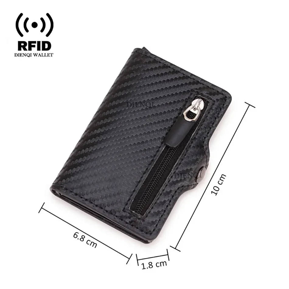 Carbon Fiber Wallet For Men Credit Card Holder RFID Blocking Thin Mini Aluminium Metal Coin Pocket