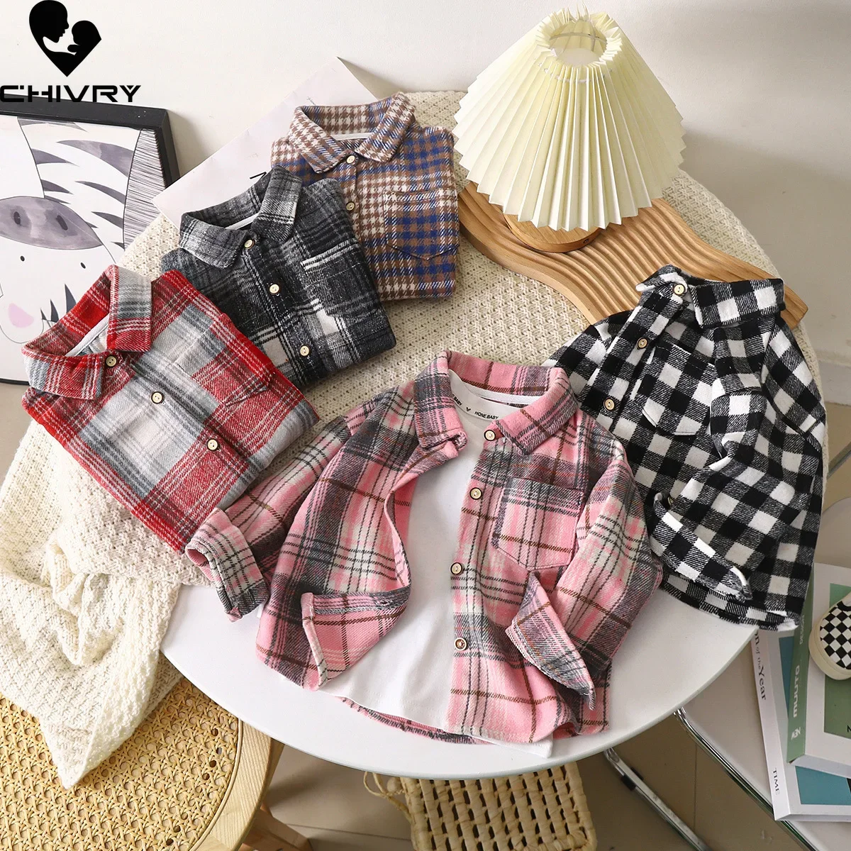 Boys Classic Plaid Shirts New Spring Autumn Vintage Kids Long Sleeve Lapel Casual Cardigan Shirt Tops Children Clothing